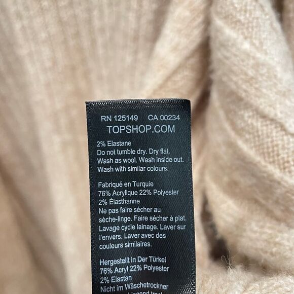 Topshop Oatmeal Beige Open Long Cardigan - Size: Medium 8 / 10 - Picture 9 of 10